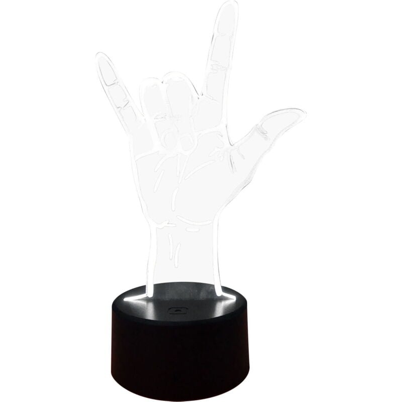 Feiyue - Lampe led 3D phosphorescente avec télécommande, langue des signes « Je t'aime », changement de couleur, alimentée par batterie usb, cadeau