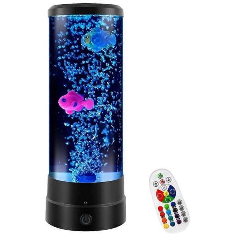 Lampe LED à bulles pour aquarium, cadeau d'anniversaire pour adultes, enfants et adolescents, 16 couleurs relaxantes, télécommande, faux poissons
