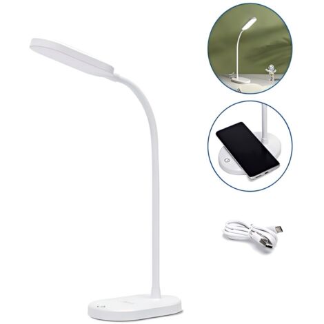 Lampe LED à col flexible, rechargeable par USB, idéale pour étudier et travailler au bureau.