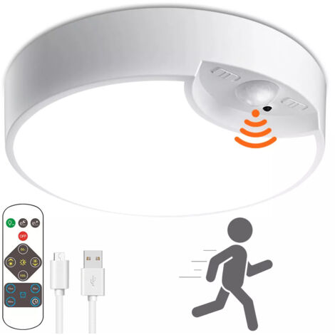 Lampe LED à détecteur de mouvement avec télécommande, plafonnier rechargeable, applique murale à intensité variable, veilleuse avec mode minuterie