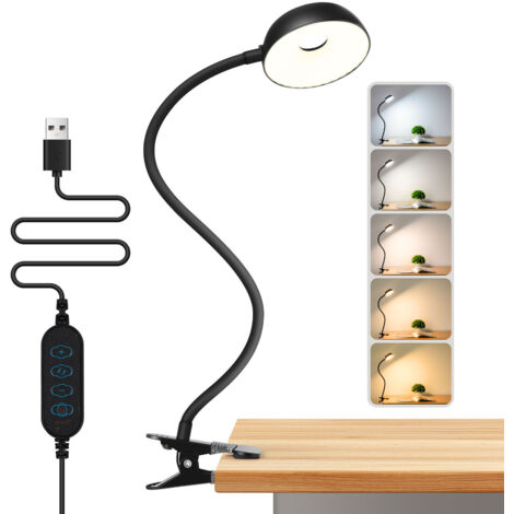Lampe LED annulaire LOLLANDA pour le streaming, lampe d'appoint à support, lampe de bureau à pince USB, pour bureau ou chambre à coucher