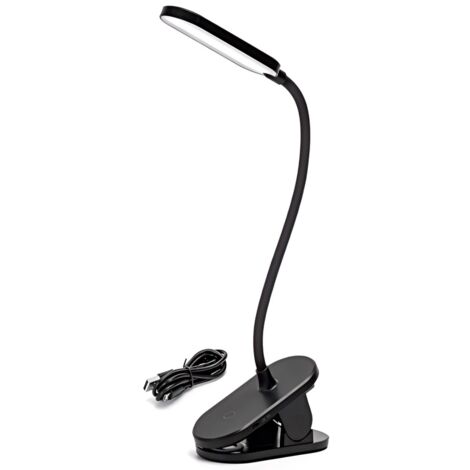 Lampe LED avec pince, rechargeable par USB, col flexible, protection oculaire pour la lecture