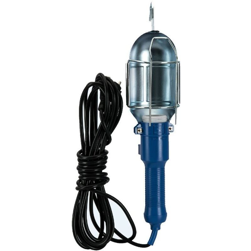 Aslo - Lampe Baladeuse d'Atelier Embase métallique pour ampoule E27 cable 5 mètres - crochet acier