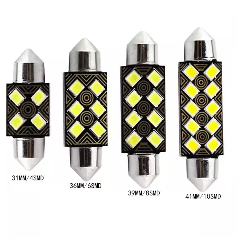 Lampe LED C5W Double Pointe 2835 4SMD 31mm 36mm 41mm 49mm 0.5W 8W 12V Blanc, Lampe de Lecture Plaque Coffre 200-500LM 0.15A 50000H PCB, Accessoire