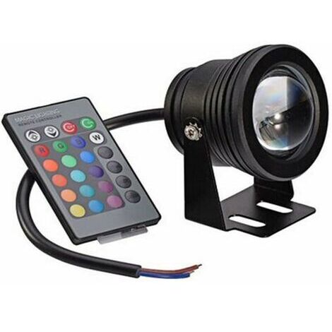 Lampe LED Chiyuan avec télécommande, éclairage subaquatique à changement de couleur pour aquarium et bassin (coque noire RGB), 10 W
