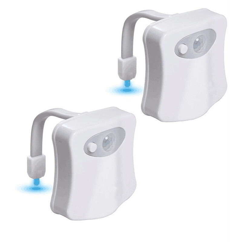 Lampe LED de Toilette à Détection de Mouvement - 8 Couleurs, Éclairage de Nuit pour Salle de Bain