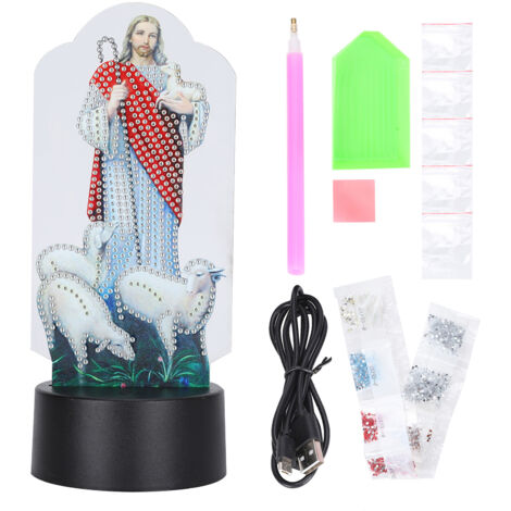 Lampe LED Diamant Peinture DIY, Matériaux Inachevés, Éclairage 3D USB 7 Couleurs Tactiles, Décoration Maison