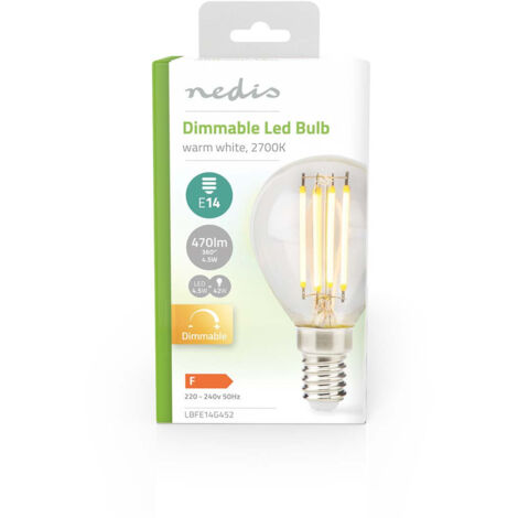 Lampe led e14 g45 45 w 470 lm 2700 k dimbar varm vit retrostil 1 deg tydlig