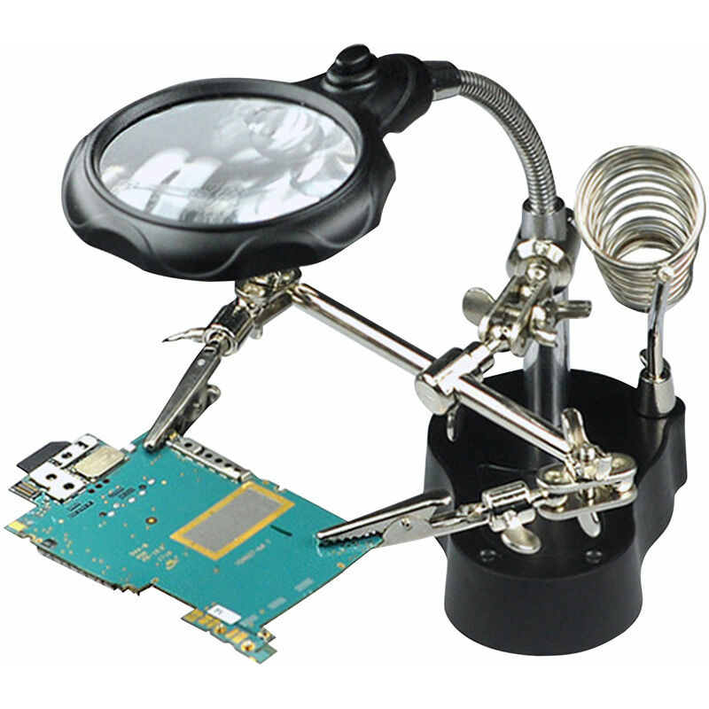 Linghhang - Lampe led eclairage loupe auxiliaire TE-801 type support loupe reparation telephone portable (livree sans batterie)