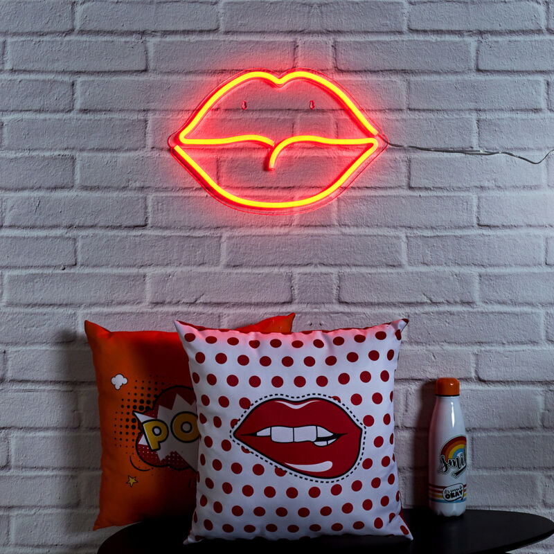 The Home Deco Factory - Décoration murale lumineuse bouche 42x28 cm rouge