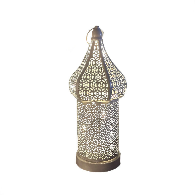 Lampe LED en fer blanc ajouré, luminaire décoratif d'intérieur, idéal pour une Table de chevet, une chambre à coucher
