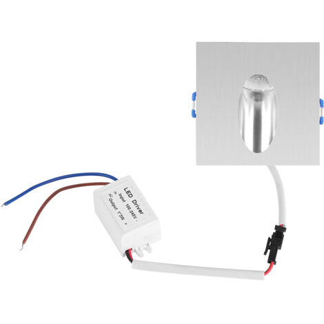 Lampe LED encastrable murale 1 W pour porche, allée, escalier, coin en aluminium, carrée, blanc chaud