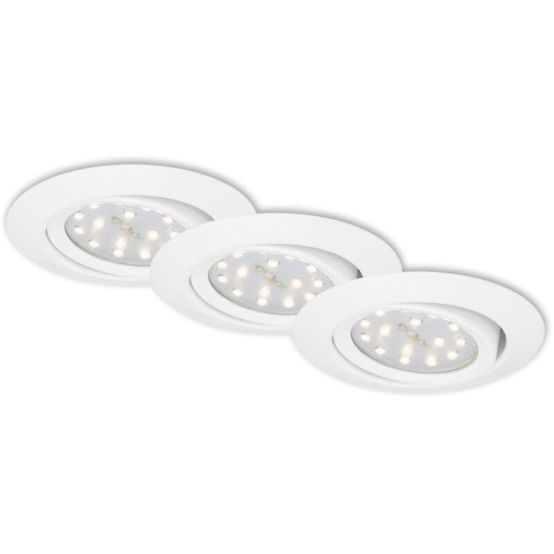 Lampe led encastrée Briloner leuchten attach dim, 3 w, 300 lm, IP23, blanc, métal, lot de 3, ø 8,2 cm