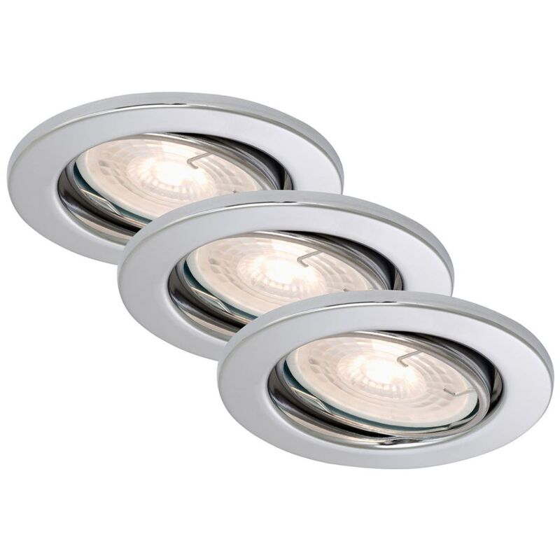Lampe led encastrée Brilo ner leuchten dimm, 5,5 w, 460 lm, IP23, chrome, métal, incl., 3x GU10, intensité lumineuse variable, set de 3, ø 8,6 cm