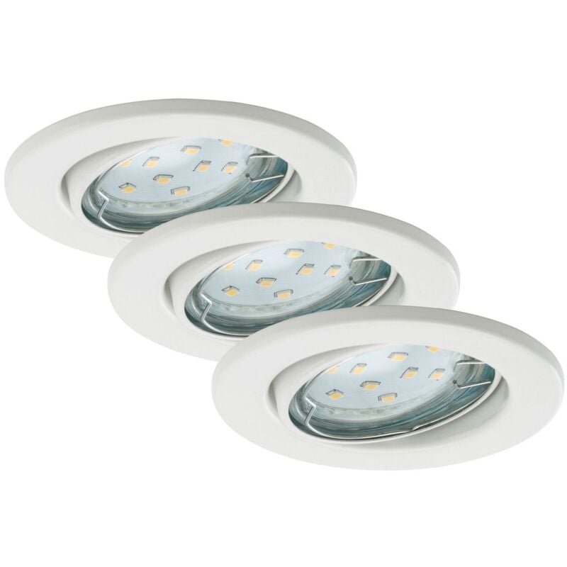 Lampe led encastrée Brilo ner leuchten fit move, 3 w, 250 lm, IP23, blanc, métal, incl., 3x GU10, 3er Set, ø 8,6 cm