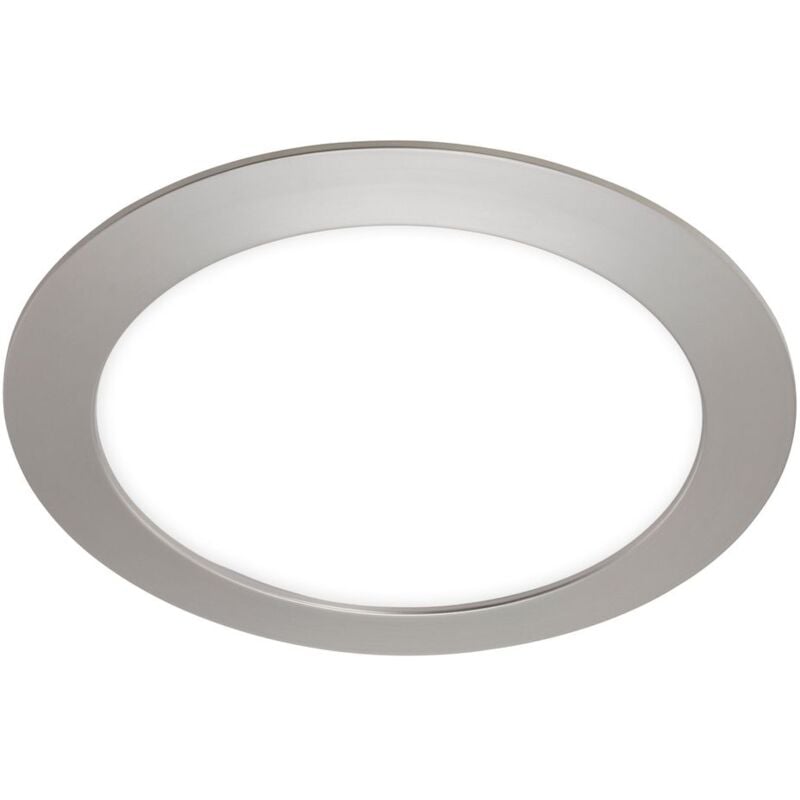 Lampe led encastrée Briloner leuchten flat in, 12 w, 1200 lm, IP44, nickel mat, plastique, intensité lumineuse variable, ø 17 cm