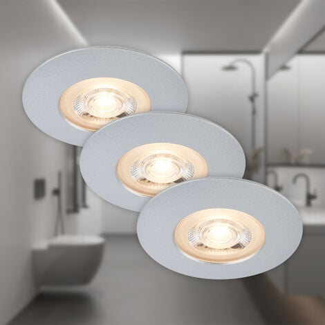 Lampe LED encastrée BRILONER LEUCHTEN KULANA, 5 W, 460 lm, IP44, chrome mat, plastique, lot de 3, Ø 9 cm