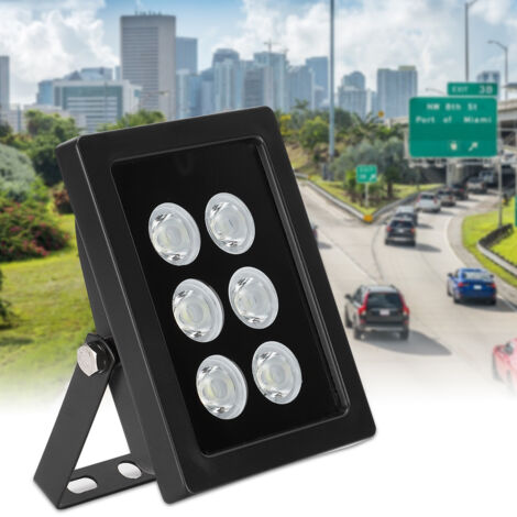 Lampe LED étanche IP66 12V pour caméra de surveillance, 6 LEDs réglables, boîtier noir