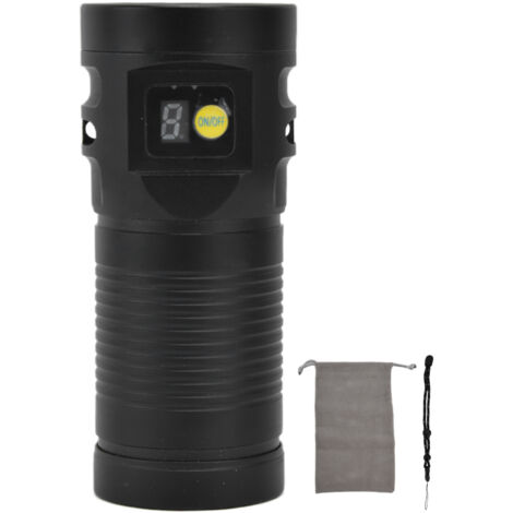Lampe LED extérieure ultra-puissante 8 modes, 9000mAh, étanche, multifonction pour camping et randonnée - Noir