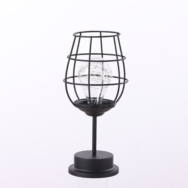 Lampe Led Fer Forgé Décorative Forme De Verre à Vin Veilleuse Douce Intérieur Pour Chambre Et Table De Chevet Petite Lampe Et Élégante