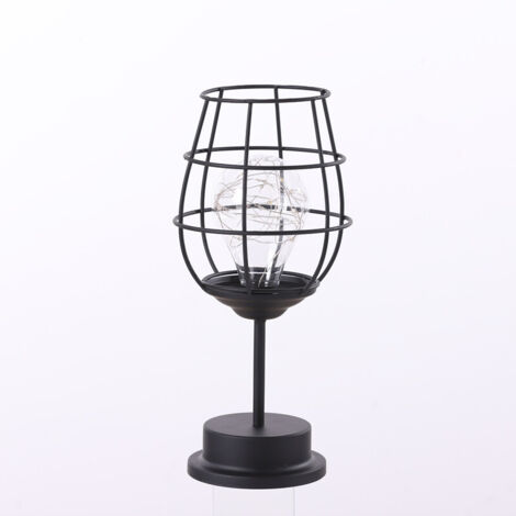 Lampe Led Fer Forgé Décorative Forme De Verre à Vin Veilleuse Douce Intérieur Pour Chambre Et Table De Chevet Petite Lampe Et Élégante