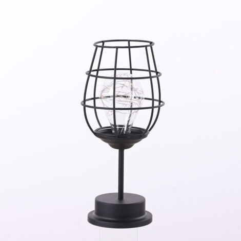 Lampe Led Fer Forgé Décorative Forme De Verre à Vin Veilleuse Douce Intérieur Pour Chambre Et Table De Chevet Petite Lampe Et Élégante