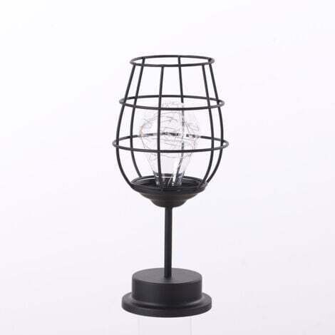 Lampe Led Fer Forgé Décorative Forme De Verre à Vin Veilleuse Douce Intérieur Pour Chambre Et Table De Chevet Petite Lampe Et Élégante