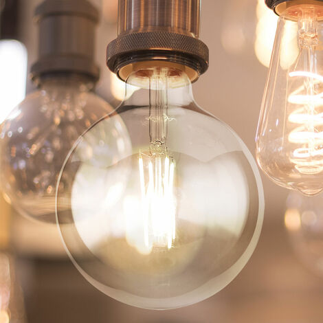 Lampe LED Filament 9 watts blanc chaud 3000 Kelvin 1000 lumens E27 douille verre clair, DxH 12,5x17,5cm