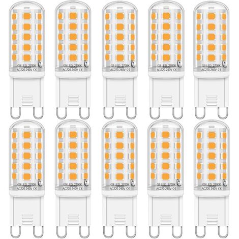 Lampe LED G9, Blanc Chaud (2700K), 400 Lumens, 4W Équivalent 30W Halogène, Non Dimmable, Sans Clignotement, Pack de 10
