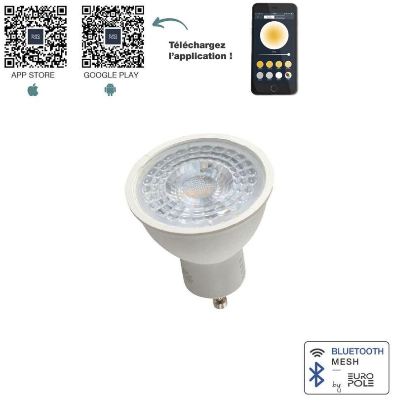Lampe LED GU10 5W TW Bluetooth Mesh 2700K-5000K 60° 230V - Europole