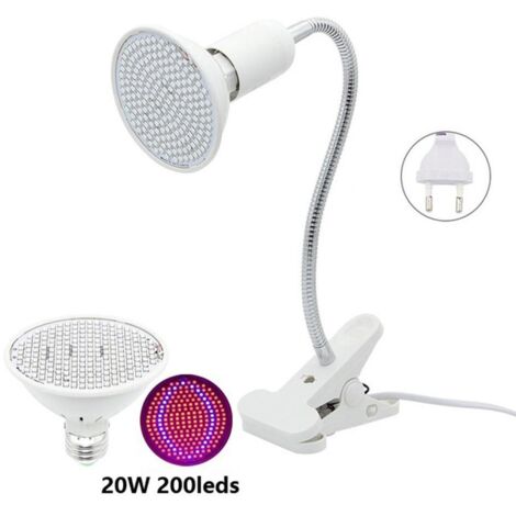 Lampe LED horticole 20W avec clip pivotant 360°, éclairage pour plantes d'intérieur, serre