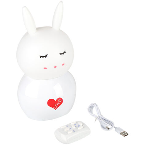 Lampe LED lapin mignon Veilleuse pour chambre d'enfant Télécommande Rechargeable par USB Jaune