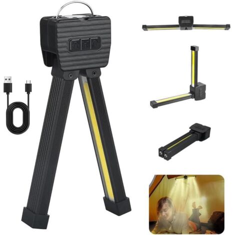 Lampe LED Magnétique Portable 7 Vitesses Pliable 180° Étanche Crochet Camping Travail