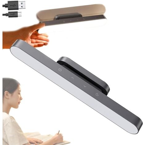 Lampe LED magnétique rechargeable, lumière sous l'armoire avec délai d'arrêt, bande lumineuse à intensité variable avec contrôle tactile batterie lampe de bureau pour cuisine chambre armoire placard