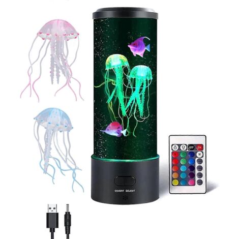 Lampe LED Méduse pour Aquarium avec Effets Lumineux Changeants - Décoration Nocturne Apaisante pour Chambre