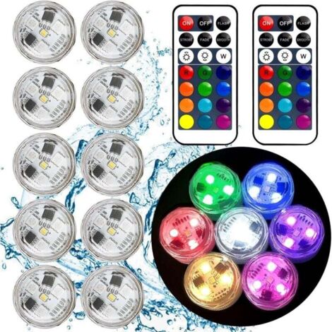 Lampe LED miniature sous-marine télécommandée, étanche, idéale pour les vases, aquariums, jacuzzis, fêtes et décorations de mariage.