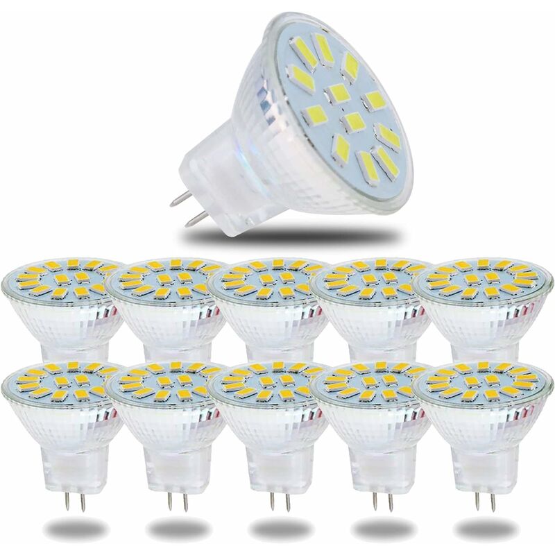 Aougo - Lampe led MR11 GU4 5W Blanc Froid, Ampoules led 6000K 600 lumens, Remplacement pour Lampes halogènes 50W, Ampoules led, Non dimmable, Angle