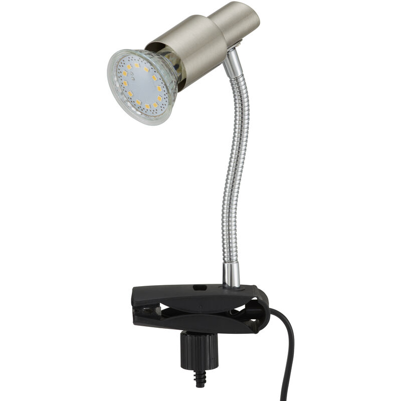 Lampe led à pince Briloner leuchten simpo, 3 w, 250 lm, IP20, nickel mat, métal-plastique, incl., 1x GU10, 3,5 x 12 x 12 cm