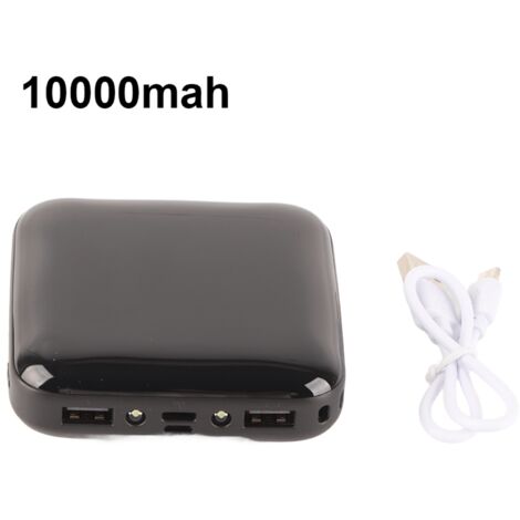 Lampe LED portable avec écran numérique, miroir de poche, batterie externe mini haute capacité 10000mAh câble inclus noir
