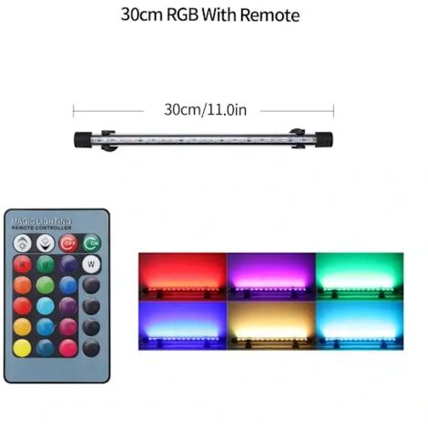 Lampe LED pour aquarium avec télécommande, couleurs changeantes, motif poisson dragon - 30 cm