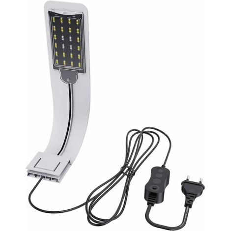 Lampe LED pour aquarium fine et étroite, mini lampe à pince pour aquarium avec 24 LED blanches et bleues pour aquarium de 30 à 40 cm, 10 W (blanche)