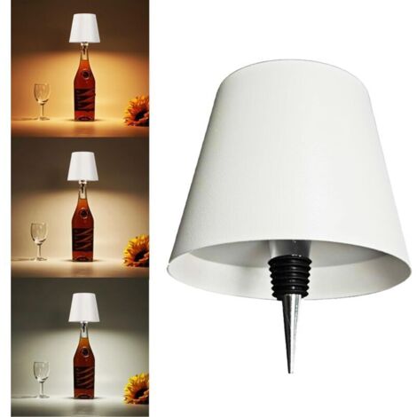 Lampe LED pour bouteille de vin, veilleuse tactile sans fil tricolore, rechargeable (blanc)