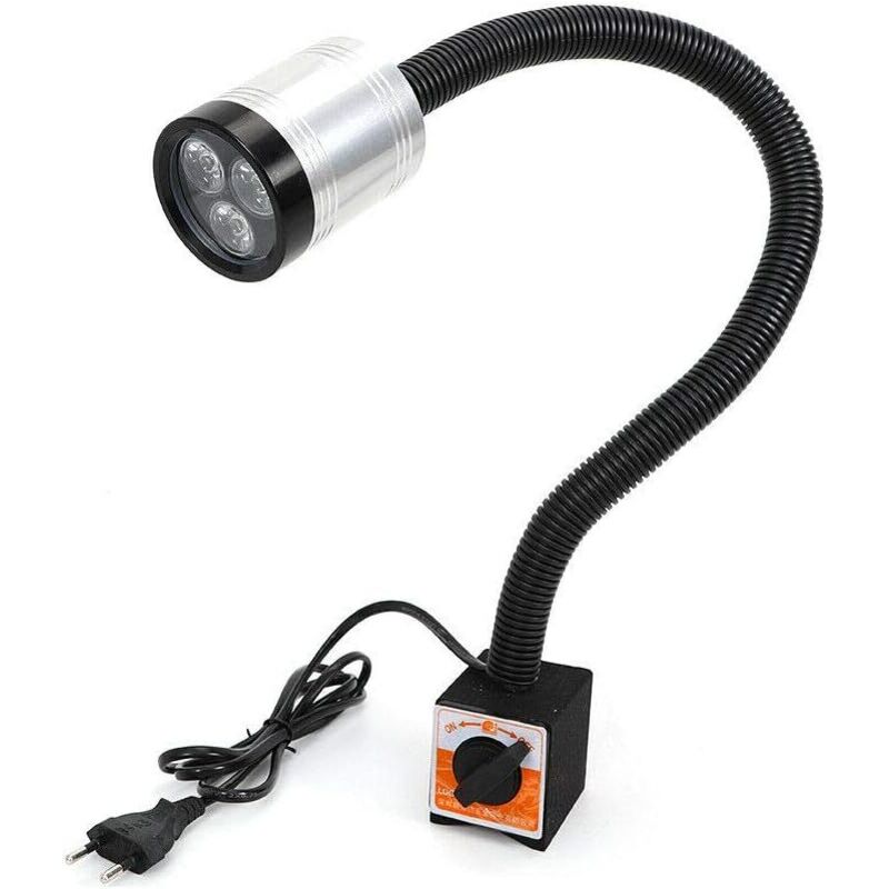 Lampe LED pour machine à tourner, à bras long, 6 W, 110 V-220 V, col de cygne rond, base magnétique, flexible, étanche