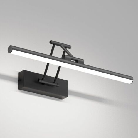Lampe LED pour miroir de salle de bain, 40 cm, rotative, IP44, 9 W, 970 lm, blanc froid 5500 K, noir