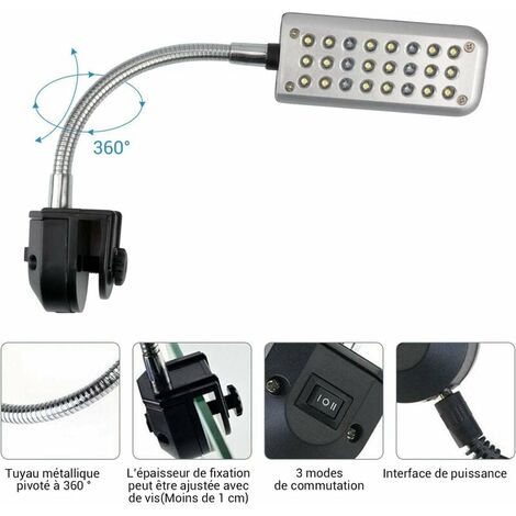 Lampe LED pour Petit Aquarium, Mini Lampe Pince Aquarium Lumière Réglable 24 LED Eclairage LED Bicolore (18 Blanc 6 Bleu) 2 Modes 1,5W 20-30cm