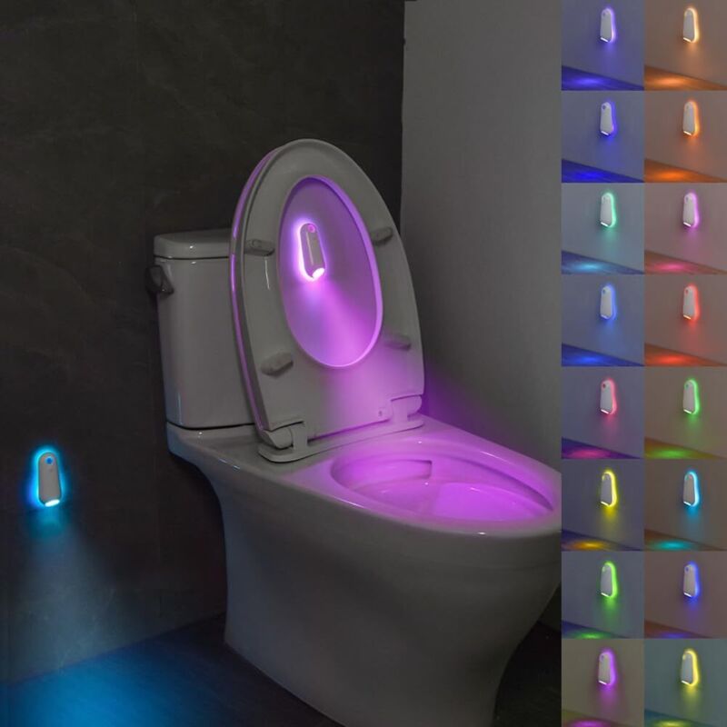Lampe LED pour Toilette, 2 pièces Lumière des Toilettes À L'intérieur des Toilettes avec Détecteur de Mouvement, Étanche et Rechargeable, Lampe