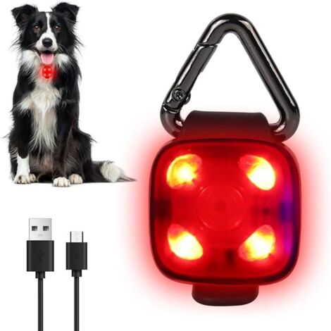 Lampe LED rechargeable à clipser pour collier de chien, lampe de sécurité USB étanche pour chien, chat et visibilité du propriétaire, idéale pour la promenade nocturne, la course et le camping