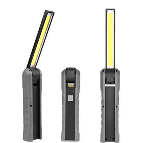 Lampe LED Rechargeable, Baladeuse LED Rechargeable COB Torche Lampe de Poche avec Base Magnétique 3 Modes Pliable à 210 degrés pour Camping, Réparation Automobile, d'urgence