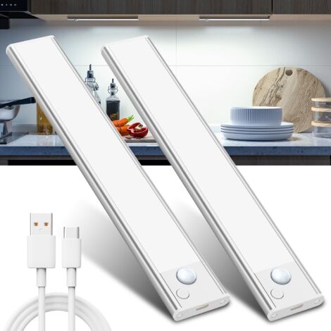 Lampe LED Rechargeable Cuisine Reglette: Sans Fil Mouvement Detecteur Lumiere Interieur Sous Meuble Placard Eclairage Lumière Barre éclairage Spécial Intérieur USB Pile Réglette Armoire Light Sensor