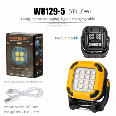 Lampe LED rechargeable universelle avec télécommande – Outil multifonction portable pour la sécurité sur le chantier, l'éclairage de voyage et la réparation automobile  Lampe de travail multifonction 